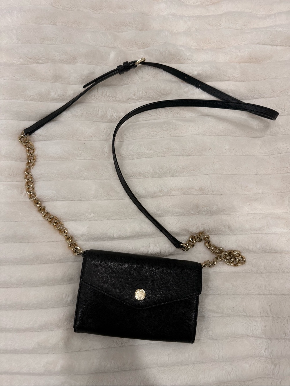 Michael Kors Black Crossbody Wallet Bag with Gold Chain Strap